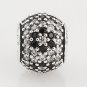 925 Sterling Silver Black Pave Cherry Blossom Charm - fits European Beads Bracelets