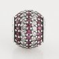 925 Sterling Silver Red Nautical Pave Stripe Charm - fits European Beads Bracelets