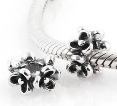 925 Sterling Silver Forget Me Not Flower Spacer - fits European Beads Bracelets