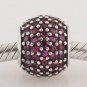925 Sterling Silver Red Pave Ball Charm, Bead - fits European Beads Bracelets