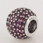 925 Sterling Silver Red Pave Ball Charm, Bead - fits European Beads Bracelets