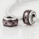 925 Sterling Silver Purple Floral Spacer Charm - fits European Beads Bracelets