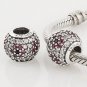 925 Sterling Silver Pink Pave Cherry Blossom Charm - fits Pandora, Troll, Chamilia Bracelets