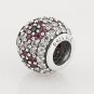 925 Sterling Silver Pink Pave Cherry Blossom Charm - fits Pandora, Troll, Chamilia Bracelets