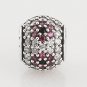 925 Sterling Silver Pink Pave Cherry Blossom Charm - fits Pandora, Troll, Chamilia Bracelets