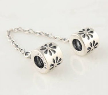 925 Sterling Silver Flower Safety Chain - fits European Beads Bracelets