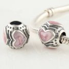 925 Sterling Silver Pink Boudoir Charm - fits European Beads Bracelets