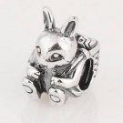 925 Sterling Silver Easter Bunny Rabbit Charm - fits European Beads Bracelets