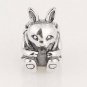 925 Sterling Silver Easter Bunny Rabbit Charm - fits European Beads Bracelets