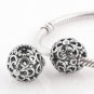 925 Sterling Silver Openwork Flower Power Charm - fits European Beads Bracelets