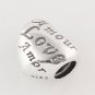 925 Sterling Silver Engraved Heart Love Charm - fits European Beads Bracelets