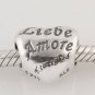 925 Sterling Silver Engraved Heart Love Charm - fits European Beads Bracelets