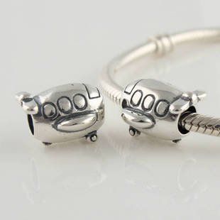925 Sterling Silver Airplane Charm - fits European Beads Bracelets