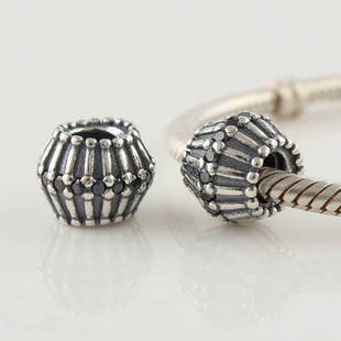 925 Sterling Silver Art Deco Charm - fits European Beads Bracelets