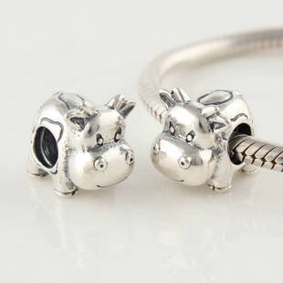 925 Sterling Silver Cow Charm - fits European Beads Bracelets