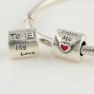 925 Sterling Silver Love Letter Charm - fits European Beads Bracelets