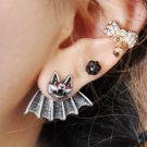 Pair 3D Red Eyes Bat Animal Stud Fake Punk Gauge Earrings - Cool Rock Punk Style
