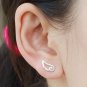 Beautiful Angel Wing Earrings Stud in Matte Sterling Silver