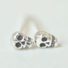 Ultra Mini Skull Earrings Stud in Oxidized Sterling Silver