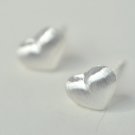 Simple Heart Earrings Stud in Matt Sterling Silver