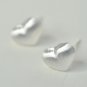 Simple Heart Earrings Stud in Matt Sterling Silver