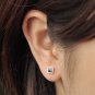 Tiny Black Square Earrings Stud in Sterling Silver
