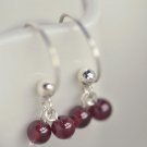 Tiny Red Cherry Dangle Drop Earrings in Sterling Silver