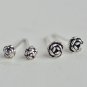 Tiny Mother & Daughter Rosebud Earrings Stud in Sterling Silver