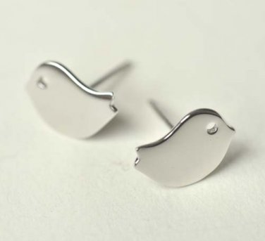 Baby Sparrow Bird Earrings Stud in Sterling Silver