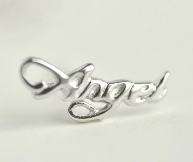 Angel Wording Earrings Stud in Sterling Silver