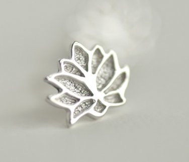 Cute Tiny Lotus Flower Earrings Stud in Sterling Silver