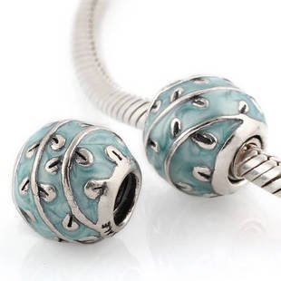925 Sterling Silver Blue Vines Charm - fits European Beads Bracelets