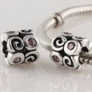 925 Sterling Silver Pink Fantasy Charm - fits European Beads Bracelets