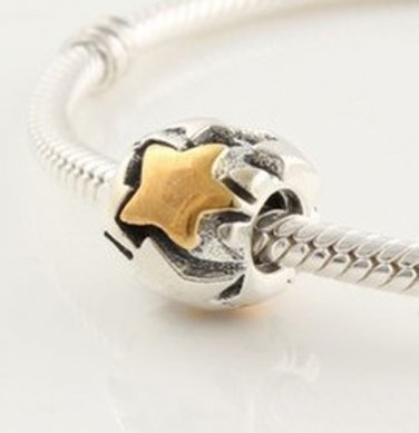 925 Sterling Silver Starburst Charm - fits European Beads Bracelets