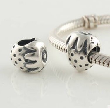 925 Sterling Silver Strawberry Charm - fits European Beads Bracelets