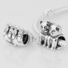 925 Sterling Silver Love Kittens Charm - fits European Beads Bracelets