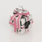925 Sterling Silver All Wrapped Up Pink Ribbon Present Charm - fits European Beads Bracelets