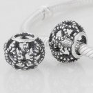 925 Sterling Silver Openwork Beaded Weave Charm - fits European Beads Bracelets