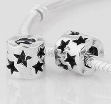 925 Sterling Silver Open Stars Charm - fits European Beads Bracelets