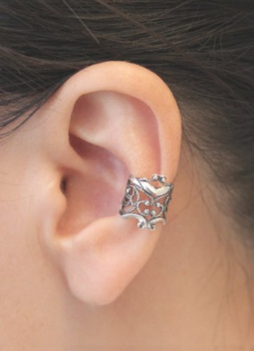 925 Antique Sterling Silver Rope Lace String Design Cartilage Ear Cuff Wrap Earring
