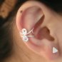 925 Sterling Silver Double Swirl Design Cartilage, Ear Cuff, Wrap, Clip on Earrings