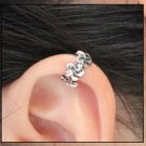 925 Antique Sterling Silver Flower Blossom Cartilage Ear Cuff Wrap Clip On Earring