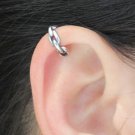 925 Sterling Silver Chain Link Cartilage Ear Cuff Wrap Clip On Earring