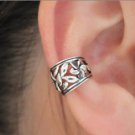 925 Antique Sterling Silver Hollow Flower Design Cartilage Ear Cuff Wrap Clip On Earring