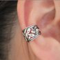 925 Antique Sterling Silver Hollow Flower Design Cartilage Ear Cuff Wrap Clip On Earring