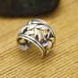 925 Antique Sterling Silver Hollow Flower Design Cartilage Ear Cuff Wrap Clip On Earring