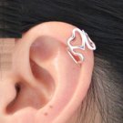 925 Sterling Silver Hearts Ladies Sensual Cartilage Ear Cuff Wrap Clip On Earring