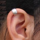 925 Sterling Silver Stripe Surface Lines Earring Wrap Clip On Ear Cuff
