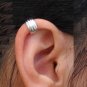 925 Sterling Silver Stripe Surface Lines Earring Wrap Clip On Ear Cuff