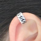 925 Sterling Silver Interlink Chain Earring Wrap Clip On Ear Cuff